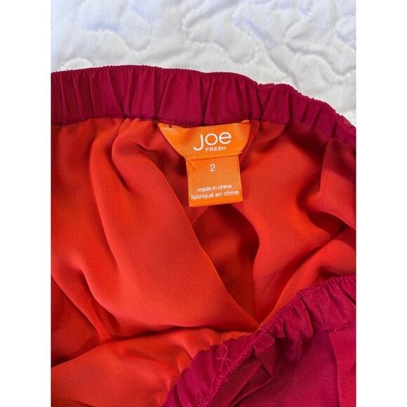 Joe Fresh Red Orange Colorblock Elastic Waistband Ruffled Skirt size 2 - Picture 4 of 5